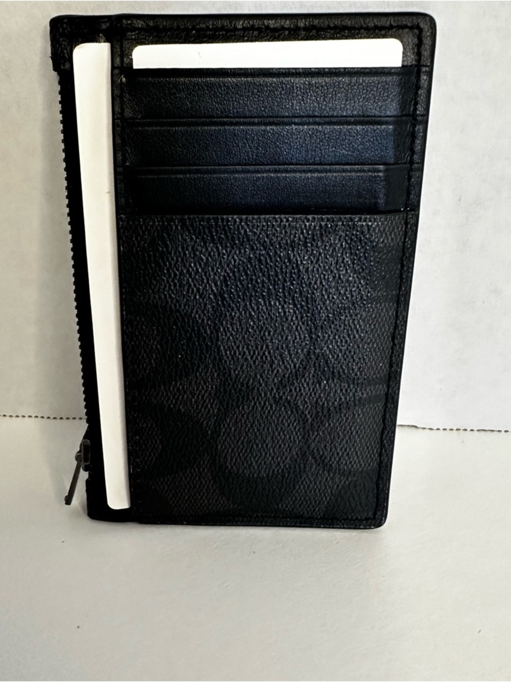 Coach Men's Black Signature Leather Card Wallet